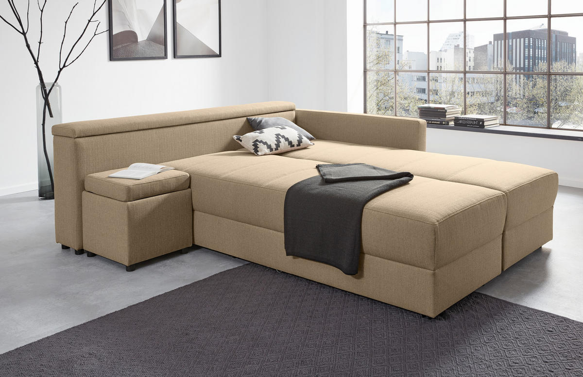 ECKSOFA in Webstoff Beige  229/287 cm  - Beige/Schwarz, Design, Kunststoff/Textil (229/287cm) - LOOKS by W.Joop