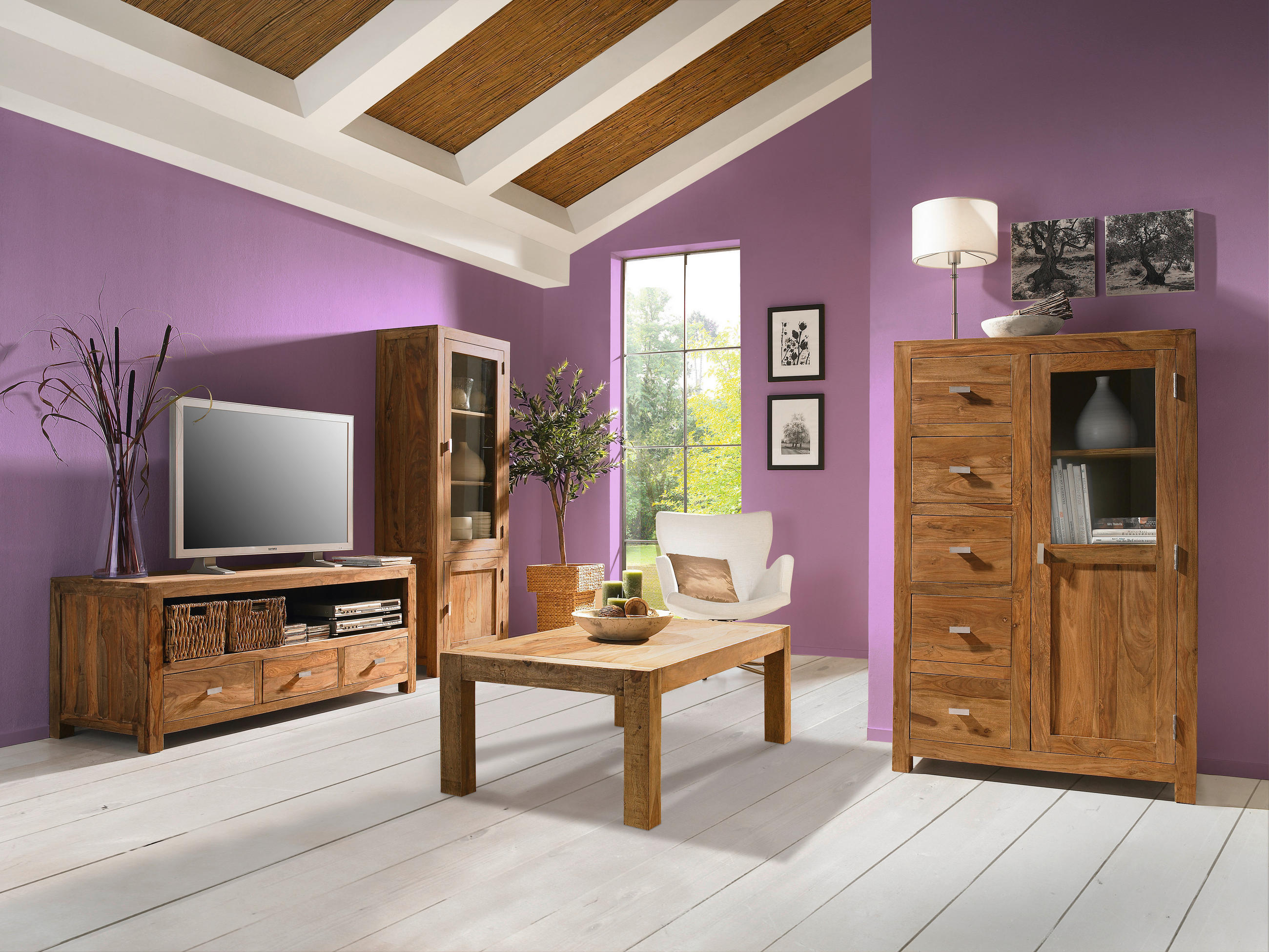 SIDEBOARD Inka in 175/85/45 cm - Messingfarben/Naturfarben, LIFESTYLE, Holz/Metall (175/85/45cm) - Landscape