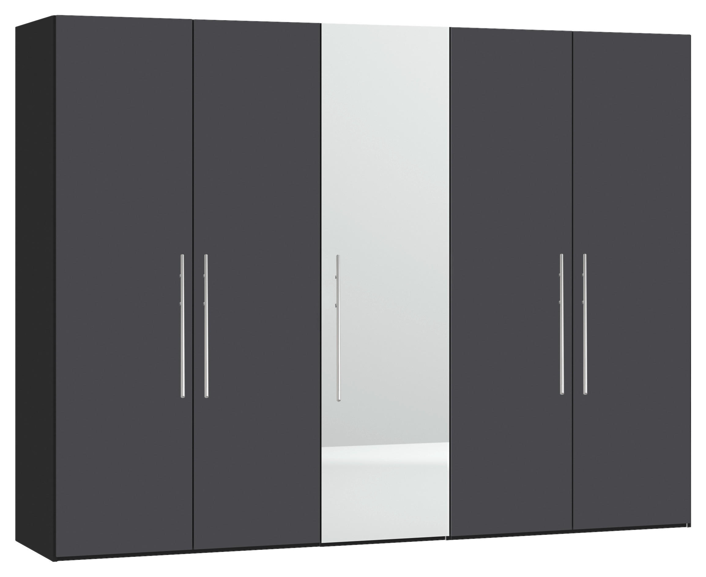 DREHTÜRENSCHRANK 253/195/59 cm 5-türig Anthrazit, Schwarz  - Edelstahlfarben/Anthrazit, Design, Glas/Holzwerkstoff (253/195/59cm) - Boxxx