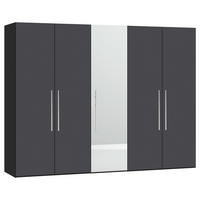 DREHTÜRENSCHRANK  in Anthrazit, Schwarz  - Edelstahlfarben/Anthrazit, Design, Glas/Holzwerkstoff (253/195/59cm) - Carryhome