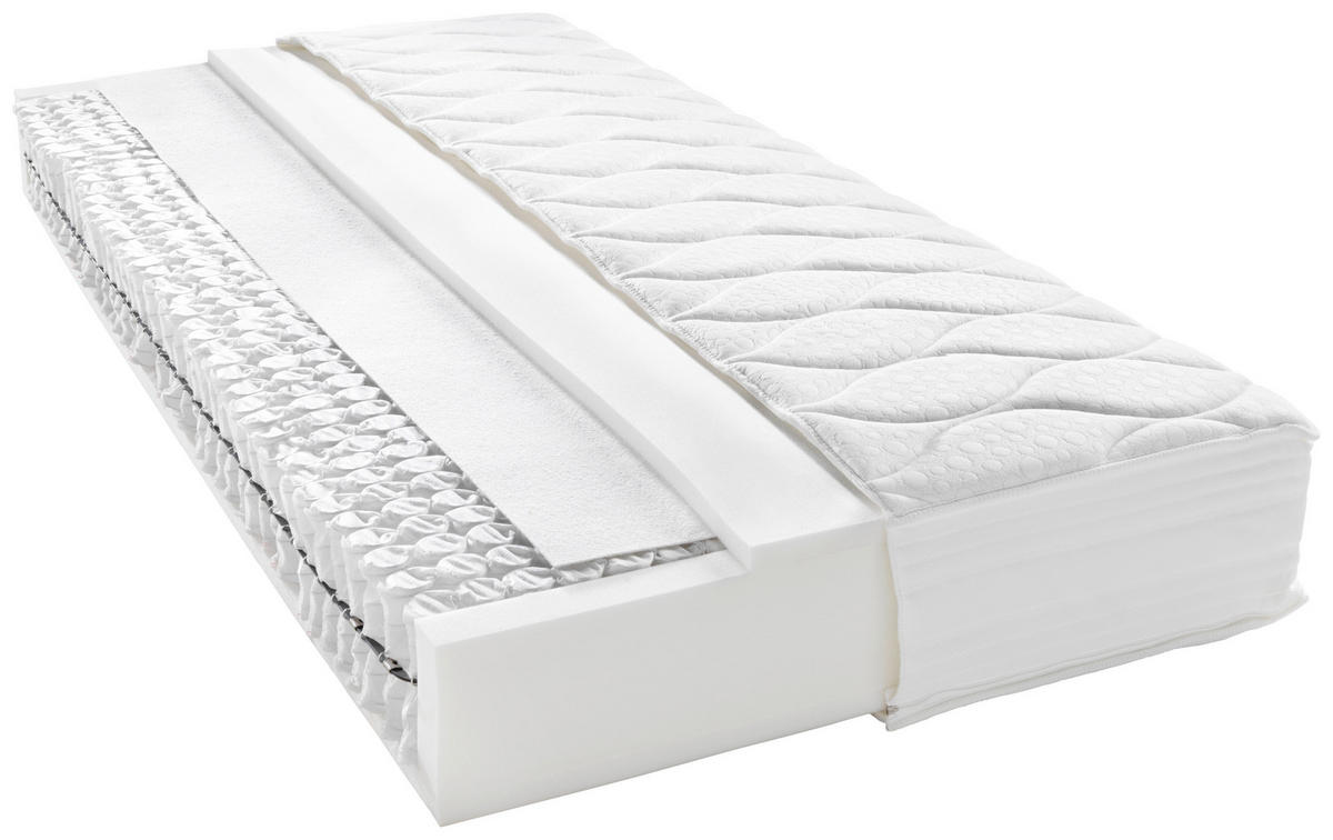 LEŽIŠČE Z ŽEPKASTIM VZMETENJE 90/200 cm  - bela, Basics, tekstil (90/200cm) - Sleeptex