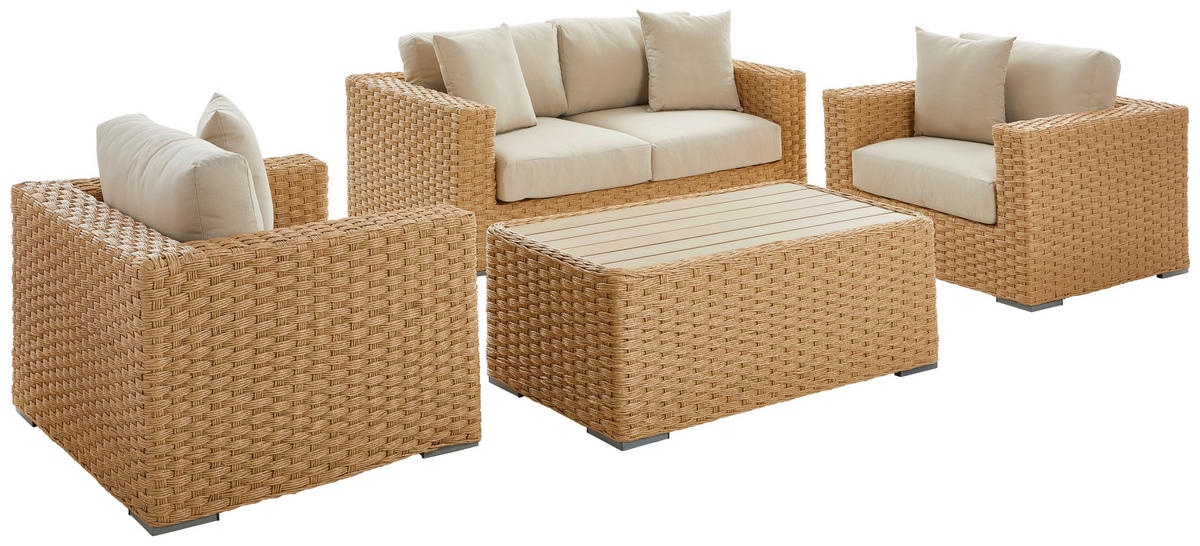 LOUNGE GARNITURA  prirodne boje   - prirodne boje, Moderno, metal/tekstil (122/69/46cm)