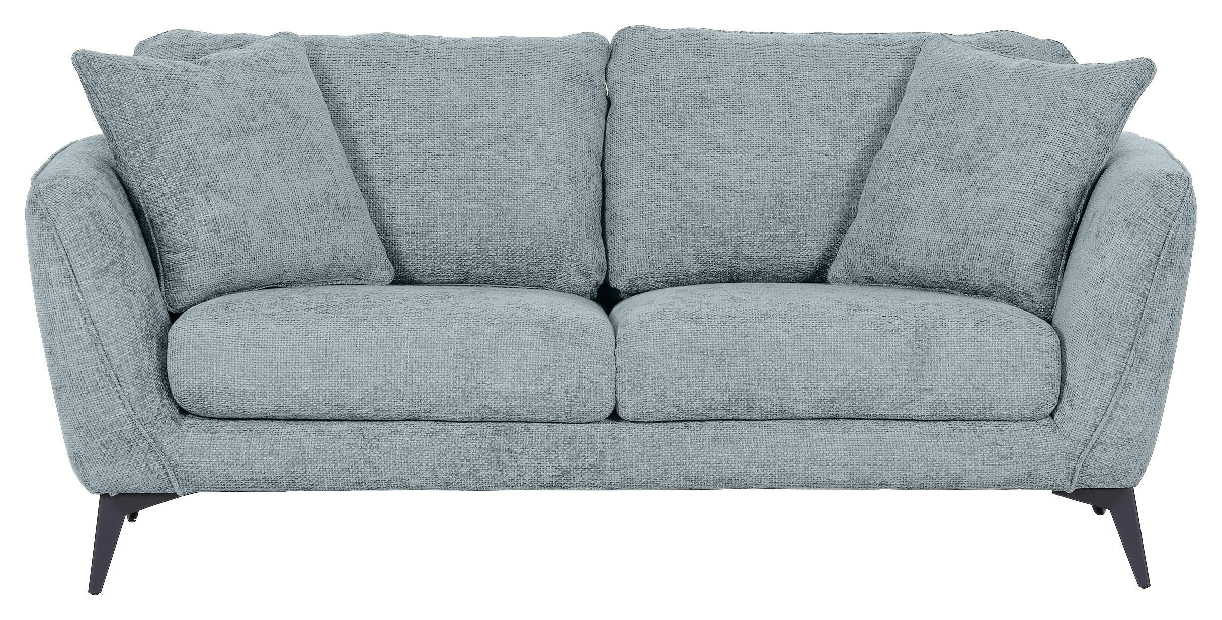 2-SITZER-SOFA Chenille Hellblau  - Schwarz/Hellblau, KONVENTIONELL, Textil/Metall (190/70/98cm) - Carryhome