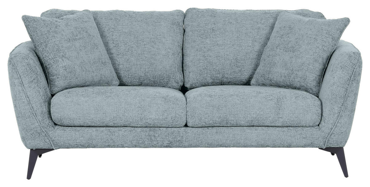 2-SITZER-SOFA in Chenille Hellblau  - Schwarz/Hellblau, Konventionell, Textil/Metall (190/70/98cm) - Carryhome