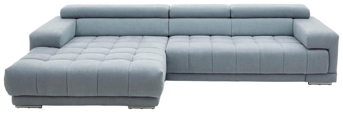 HÖRNSOFFA i mikrofiber ljusblå  - ljusblå/silver, Design, metall/textil (190/335cm) - Beldomo Style