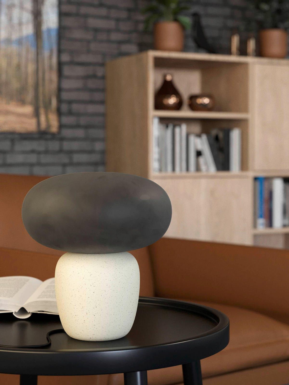 TISCHLEUCHTE 27,5/30 cm   - Schwarz/Weiß, Design, Glas/Keramik (27,5/30cm) - Eglo