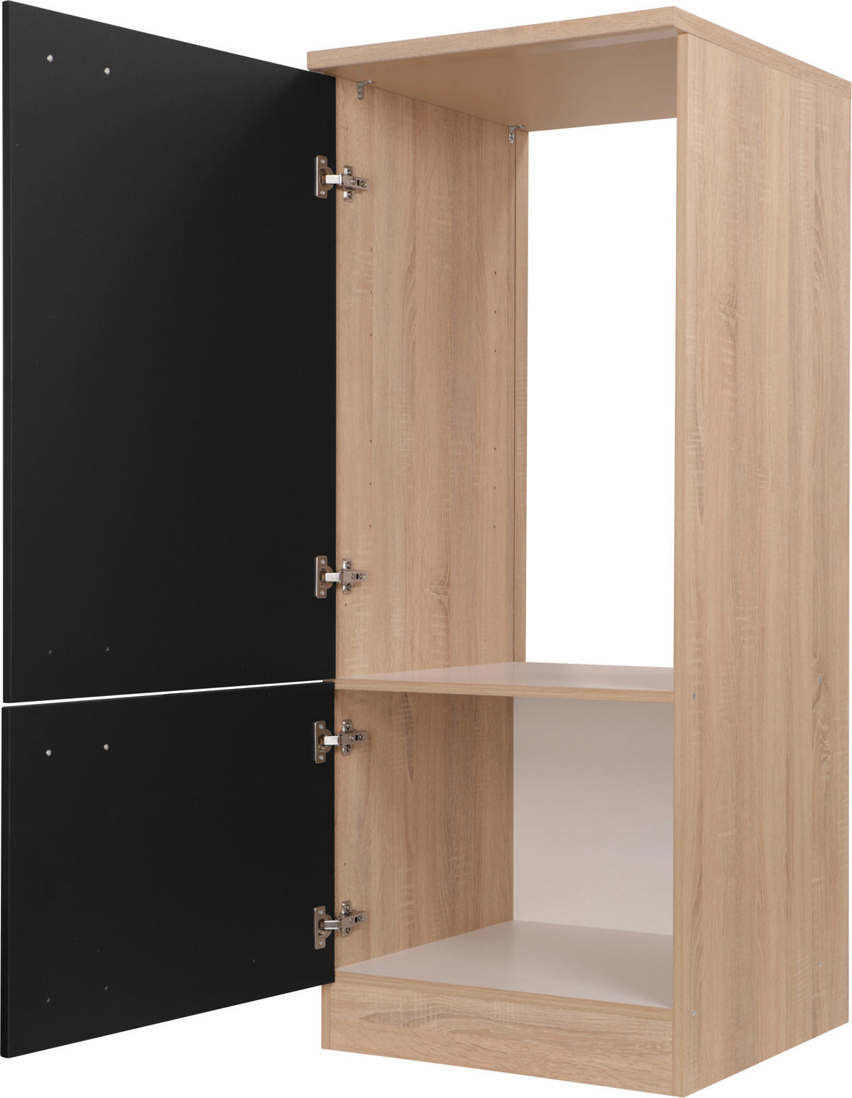 GERÄTEUMBAUSCHRANK 60/144,8/60 cm  in Schwarz, Eichefarben  - Eichefarben/Silberfarben, Basics, Holzwerkstoff/Metall (60/144,8/60cm) - Respekta
