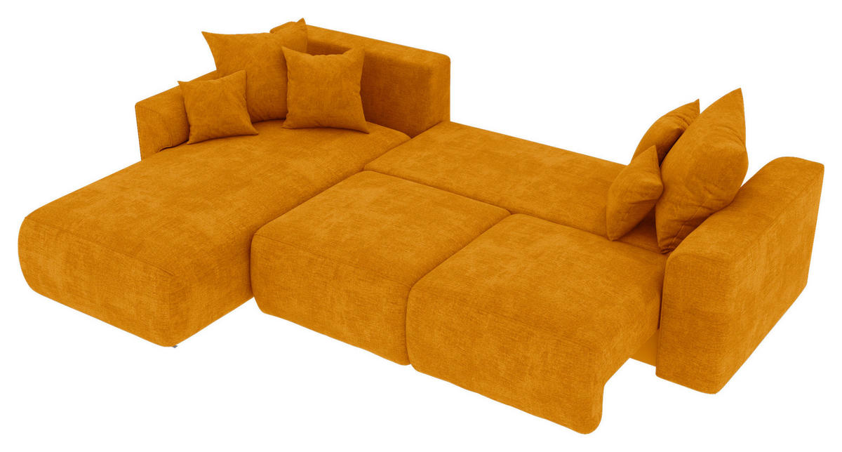 ECKSOFA in Samt Gelb  195/293 cm  - Chromfarben/Gelb, KONVENTIONELL, Kunststoff/Textil (195/293cm) - Carryhome