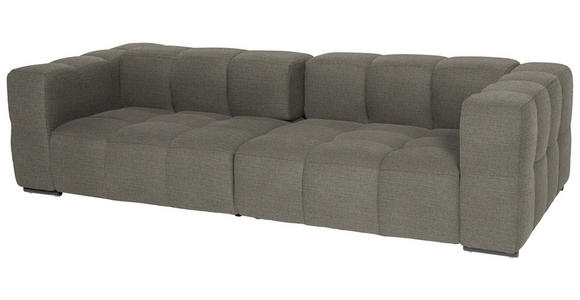 BIGSOFA  in Flachgewebe, Leinenoptik Taupe  - Taupe/Schwarz, Design, Textil/Metall (262/66/113cm) - Belluti