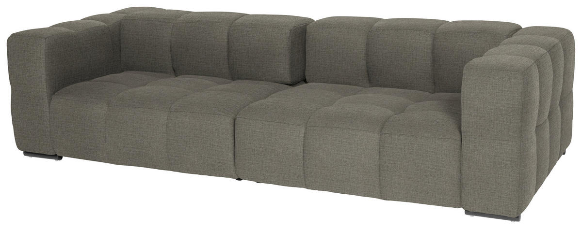 BIGSOFA  in Flachgewebe, Leinenoptik Taupe  - Taupe/Schwarz, Design, Textil/Metall (262/66/113cm) - Belluti