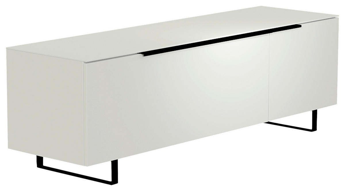 LOWBOARD Schwarz, Weiss  160/51/45 cm  - Weiss/Schwarz, Design, Glas/Holzwerkstoff (160/51/45cm) - Moderano