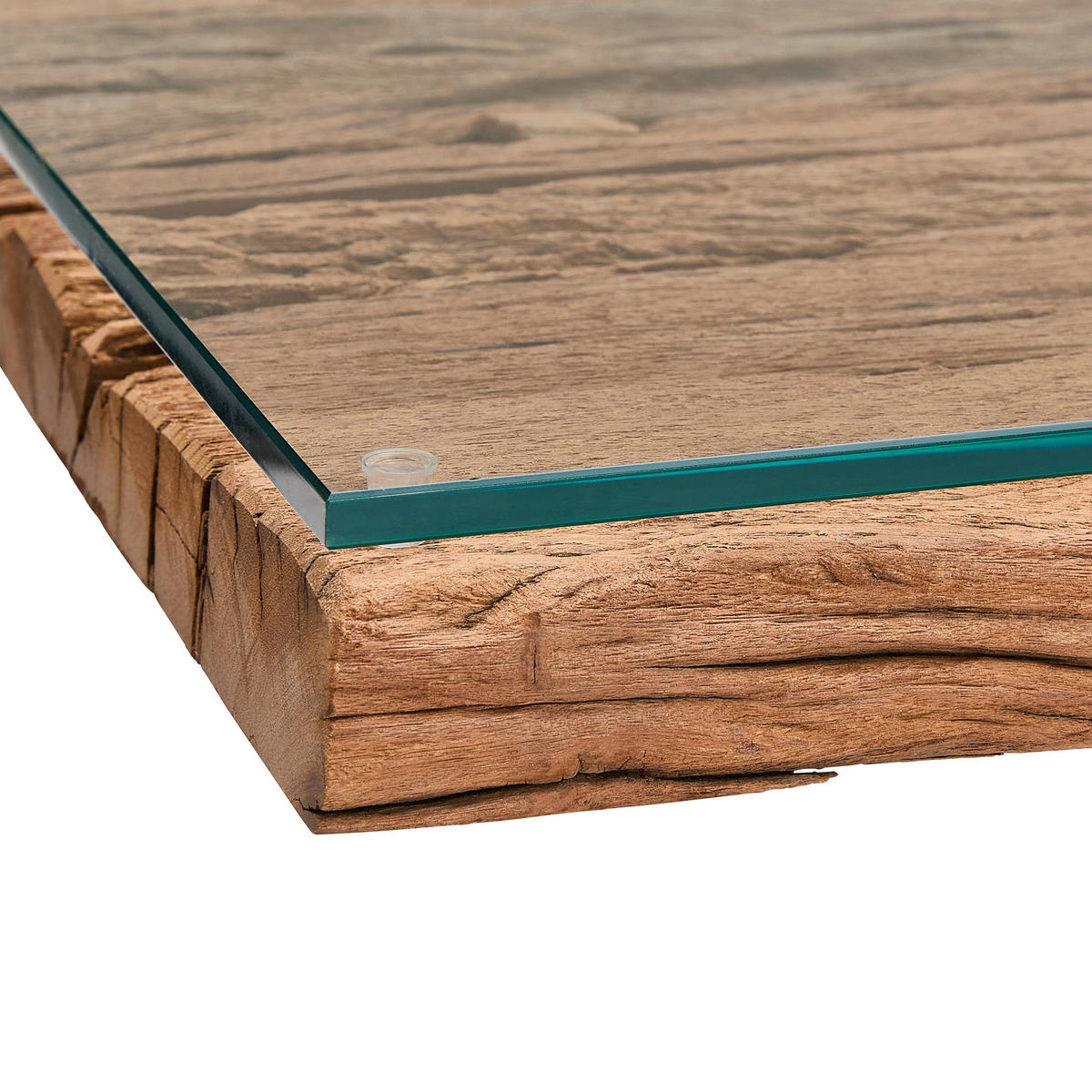 COUCHTISCH Altholz vollmassiv Klarglas 110/60/42 cm rechteckig Naturfarben  - Naturfarben, Design, Glas/Holz (110/60/42cm) - Livetastic