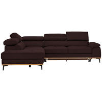 ECKSOFA Webstoff Braun  - Schwarz/Braun, Natur, Holz/Textil (226/282cm) - Novel