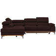 ECKSOFA  in Webstoff Braun Bettkasten, Schlaffunktion, Kopfteilverstellung  226/282 cm  - Schwarz/Braun, Natur, Holz/Textil (226/282cm) - Novel