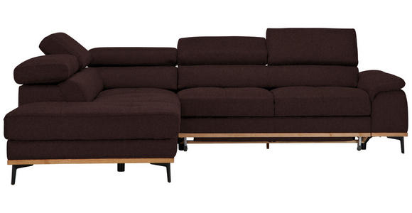 ECKSOFA  in Webstoff Braun Bettkasten, Schlaffunktion, Kopfteilverstellung  226/282 cm  - Schwarz/Braun, Natur, Holz/Textil (226/282cm) - Novel