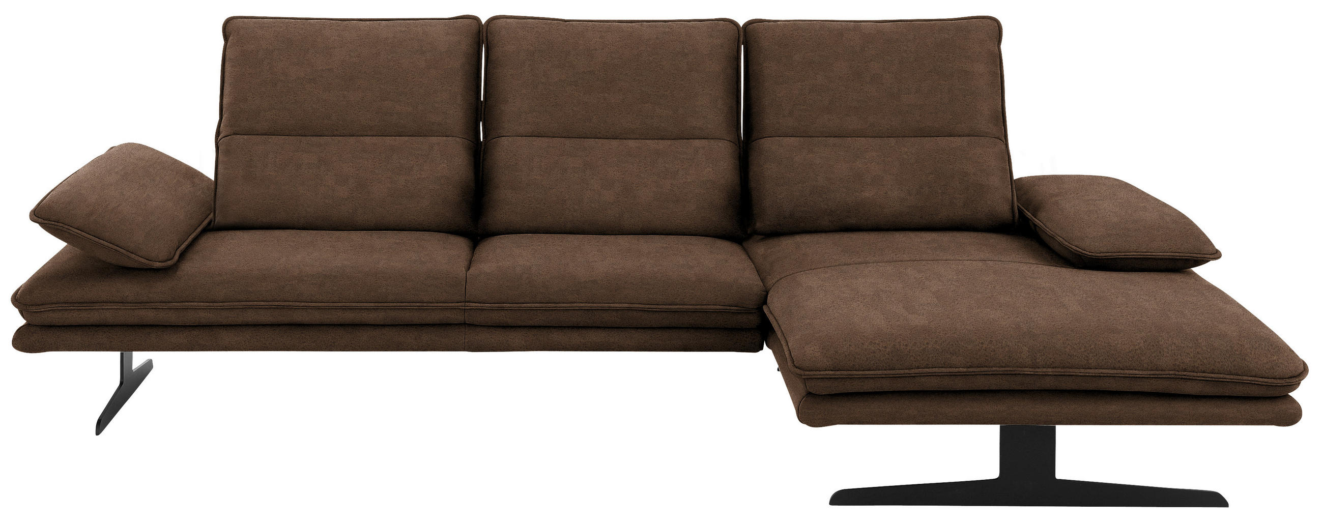 ECKSOFA Braun Mikrofaser  - Schwarz/Braun, Design, Textil/Metall (291/164cm) - Chilliano
