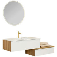 BADEZIMMER 4-teilig  in 160 cm  - Eiche Bianco/Weiß, Basics, Holzwerkstoff/Stein (160cm) - Schöner Wohnen