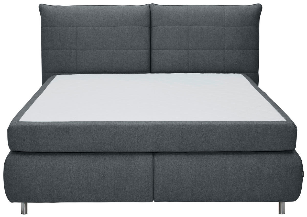 BOXSPRINGBETT 160/200 cm  in Dunkelgrau  - Edelstahlfarben/Dunkelgrau, KONVENTIONELL, Textil (160/200cm) - Dieter Knoll