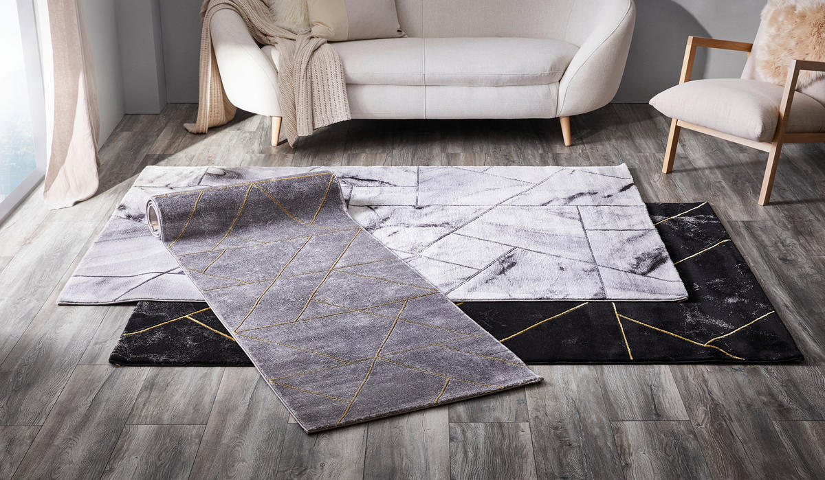 VÄVD MATTA 120/170 cm Marble  - grå/svart, Design, textil (120/170cm) - Novel