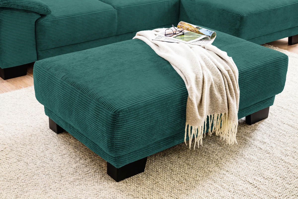 ECKSOFA in Cord Waldgrün  - Waldgrün/Schwarz, Design, Holz/Textil (270/174cm) - Pure Home Lifestyle