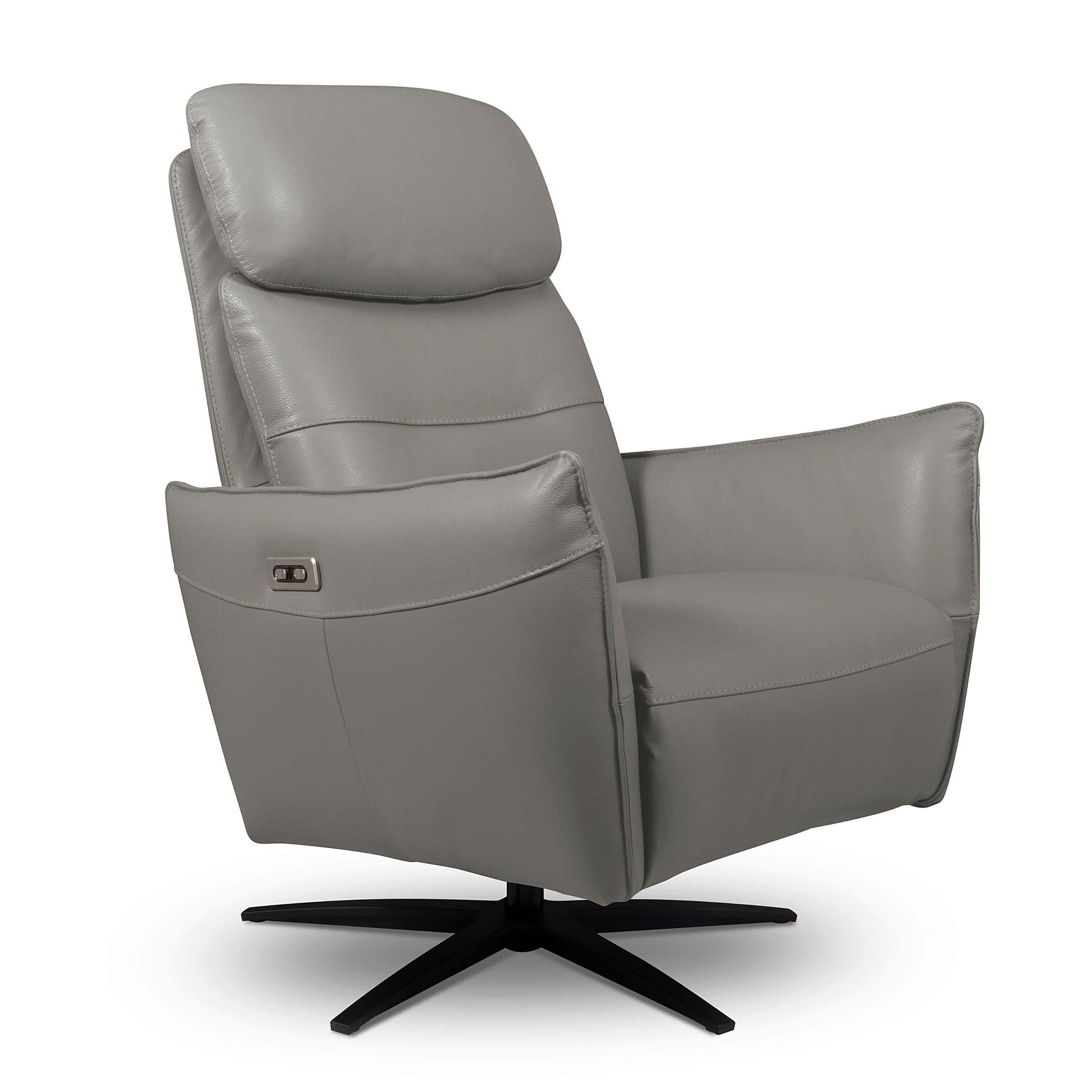 RELAXSESSEL in Leder Grau  - Schwarz/Grau, Design, Leder/Metall (77/107/88cm) - Livetastic