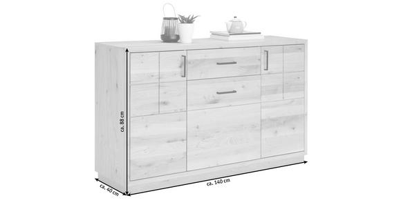 KOMMODE Wildeiche furniert, massiv Eichefarben - Eichefarben/Schwarz, KONVENTIONELL, Holz/Holzwerkstoff (140/88/40cm) - Linea Natura
