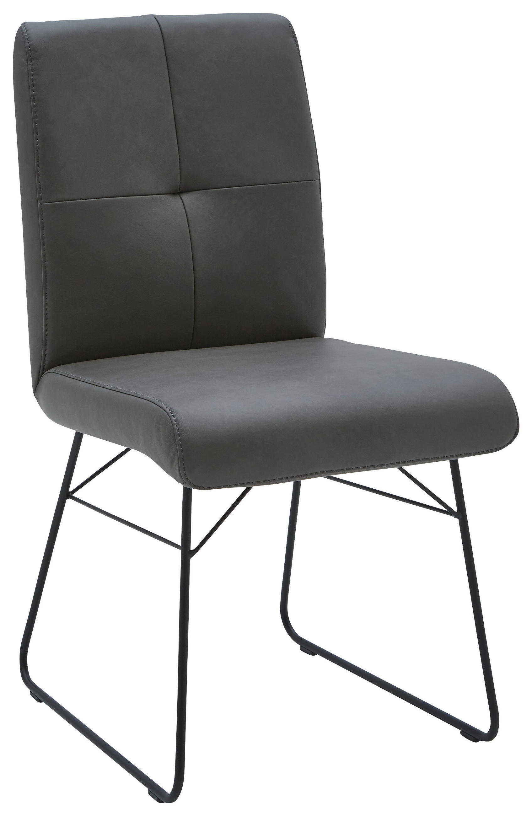 STUHL  in Stahl Echtleder pigmentiert Metall, Leder, Holzwerkstoff  - Anthrazit/Schwarz, Design, Leder/Holzwerkstoff (47/90/61cm) - Dieter Knoll