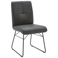 STUHL  in Stahl Echtleder pigmentiert Metall, Leder, Holzwerkstoff  - Anthrazit/Schwarz, Design, Leder/Holzwerkstoff (47/90/61cm) - Dieter Knoll