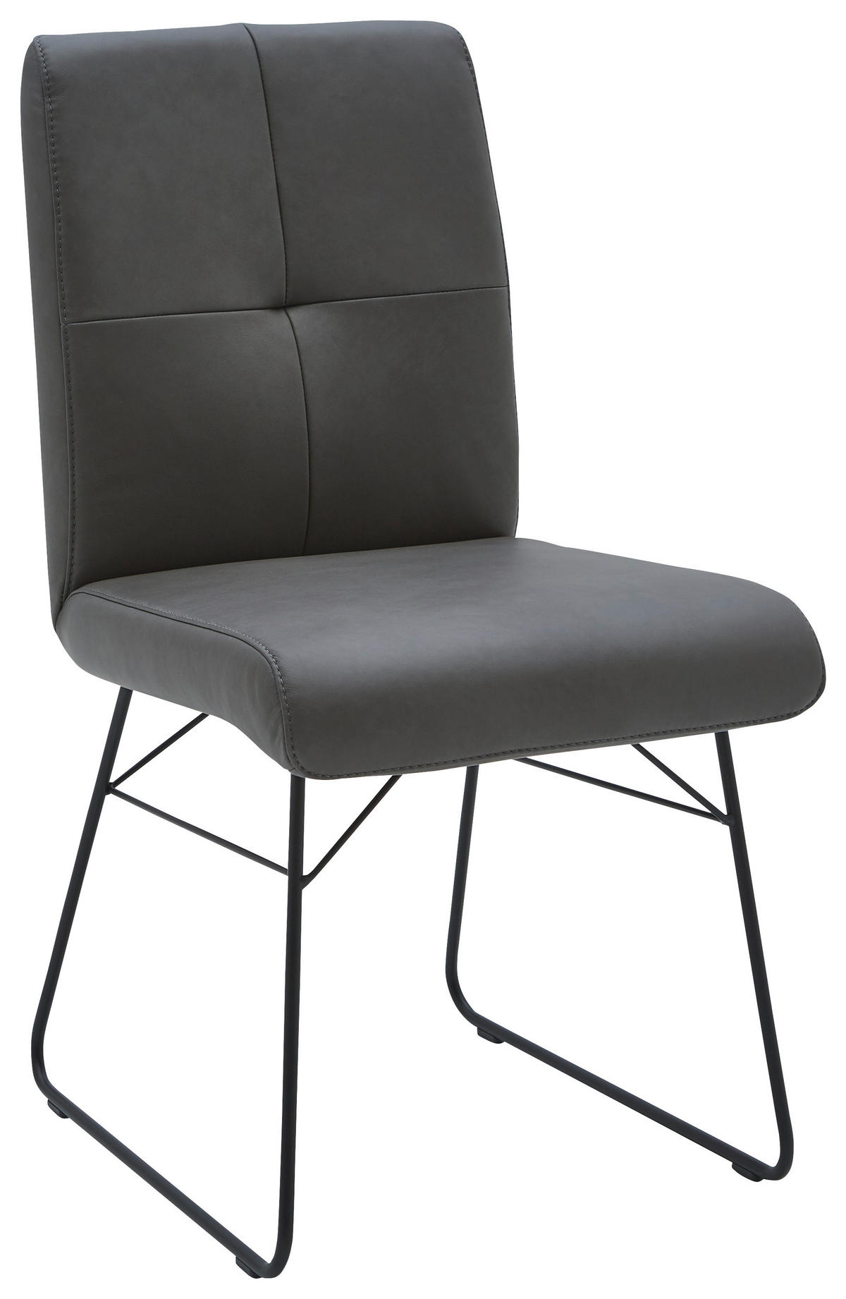 STUHL  in Stahl Echtleder pigmentiert Metall, Leder, Holzwerkstoff  - Anthrazit/Schwarz, Design, Leder/Holzwerkstoff (47/90/61cm) - Dieter Knoll