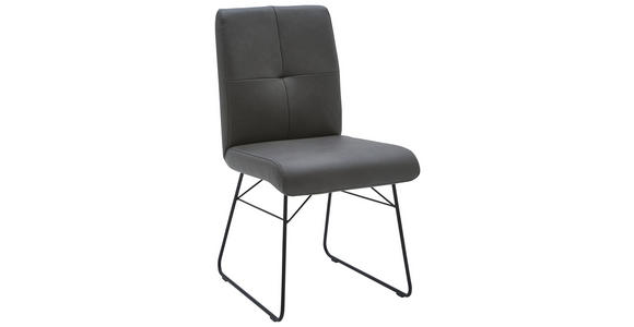 STUHL in Stahl Echtleder pigmentiert Metall, Leder, Holzwerkstoff - Anthrazit/Schwarz, Design, Leder/Holzwerkstoff (47/90/61cm) - Dieter Knoll