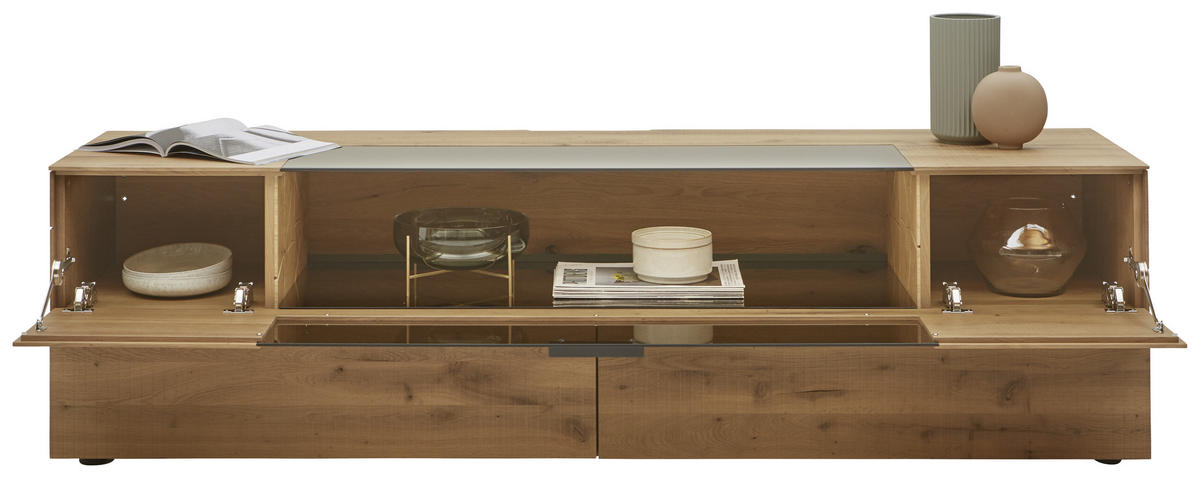 LOWBOARD  in 211/58/54 cm  - Eichefarben/Titanfarben, Natur, Glas/Holz (211/58/54cm) - Valnatura