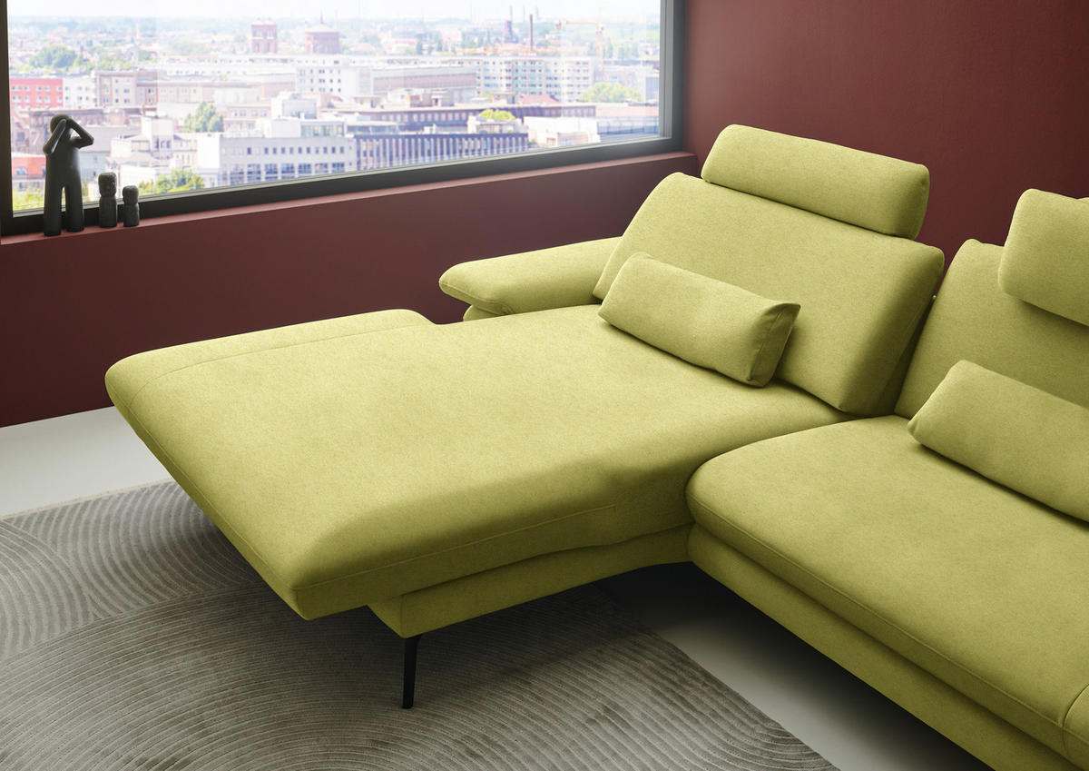 ECKSOFA Chenille, Flachgewebe Hellgrün  - Schwarz/Hellgrün, Design, Textil/Metall (180/284cm) - Dieter Knoll