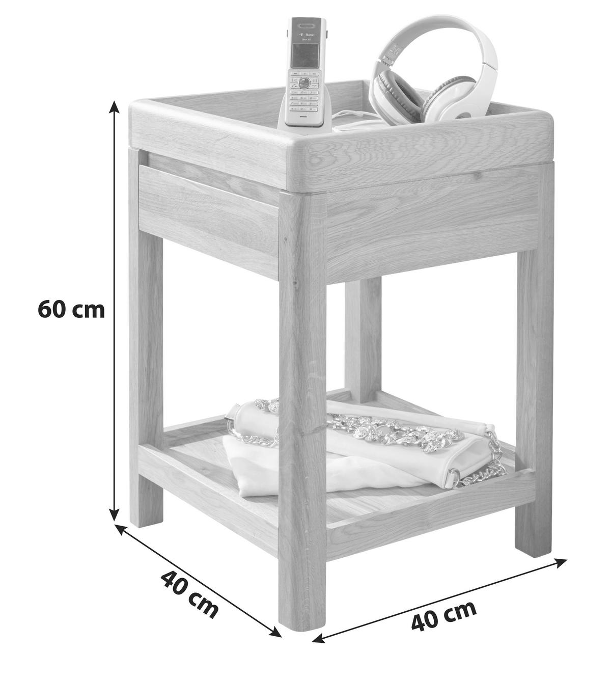 BEISTELLTISCH 40/40/60 cm Wildeiche vollmassiv Eichefarben  - Eichefarben, Design, Holz (40/40/60cm) - Livetastic