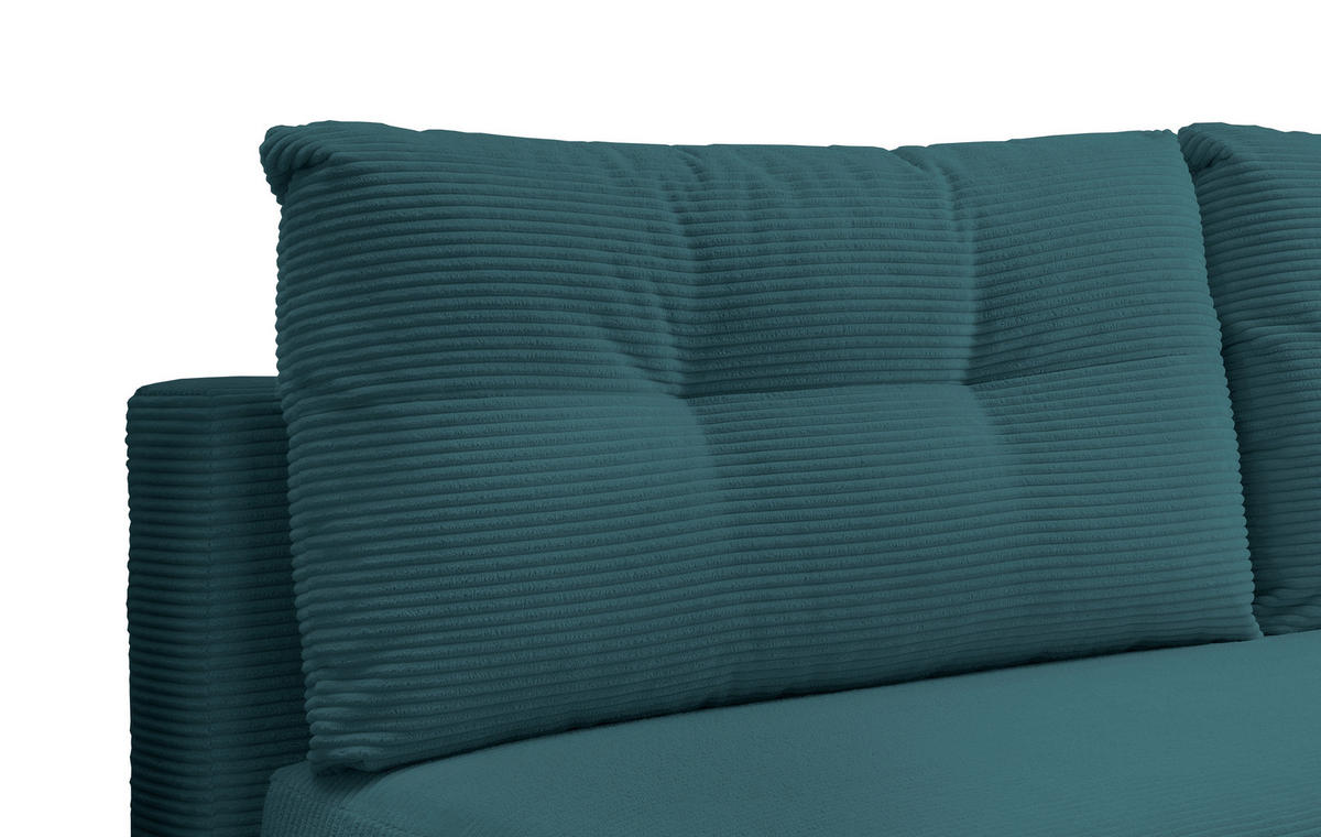 SCHLAFSOFA in Cord Petrol  - Chromfarben/Petrol, Modern, Textil/Metall (198/90/100cm) - Livetastic