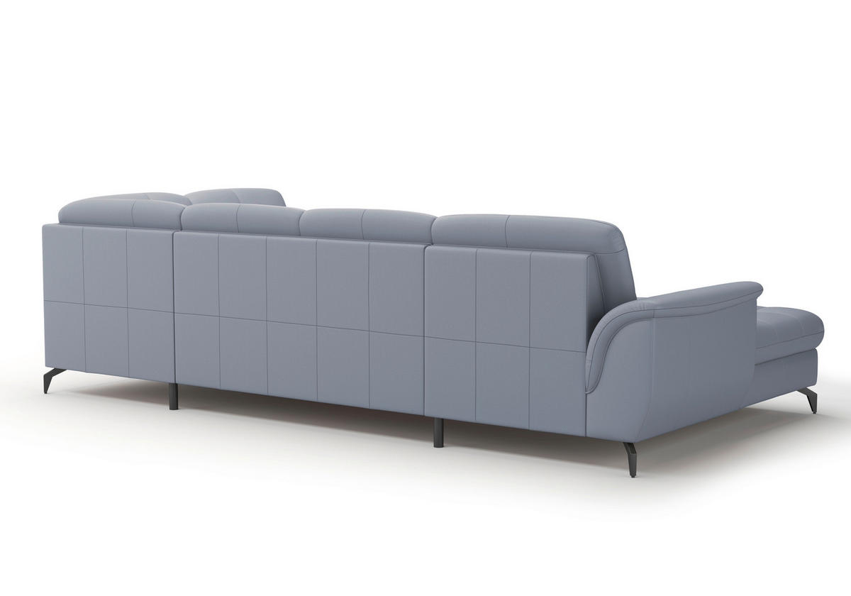 WOHNLANDSCHAFT Graublau Echtleder  - Graublau/Schwarz, MODERN, Leder/Metall (164/319/212cm) - Sit & More
