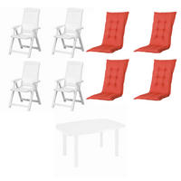 GARTENTISCHGRUPPE  - Rot/Weiß, MODERN, Kunststoff/Textil (90/111/140cm) - Gardenson