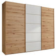 SCHWEBETÜRENSCHRANK  in Weiß, Eiche Bianco  - Eiche Bianco/Weiß, Natur, Glas/Holz (300/236/67cm) - Linea Natura
