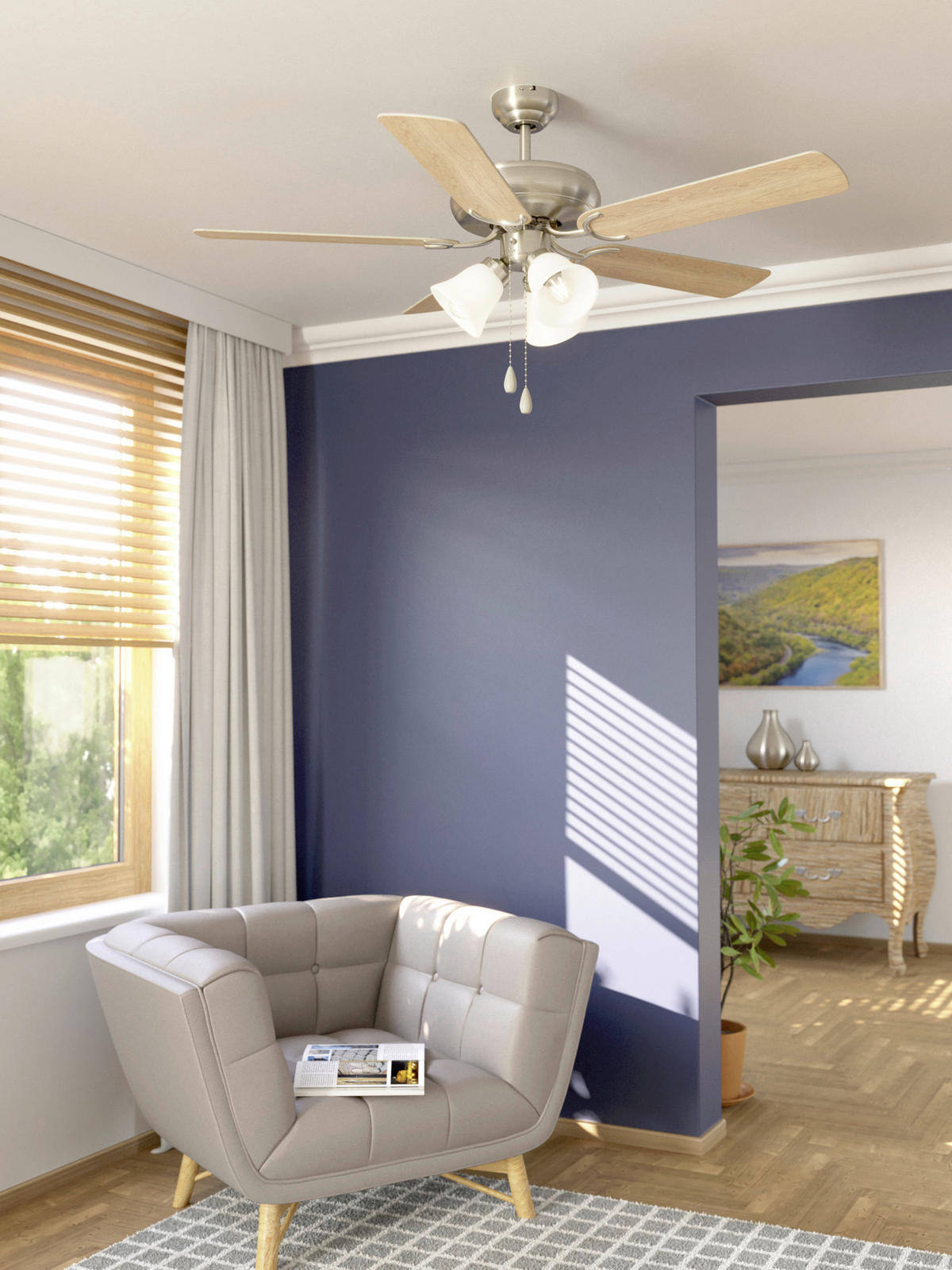 TAKFLÄKT 132/47,4 cm  - vit, Basics, metall/trä (132/47,4cm) - Eglo