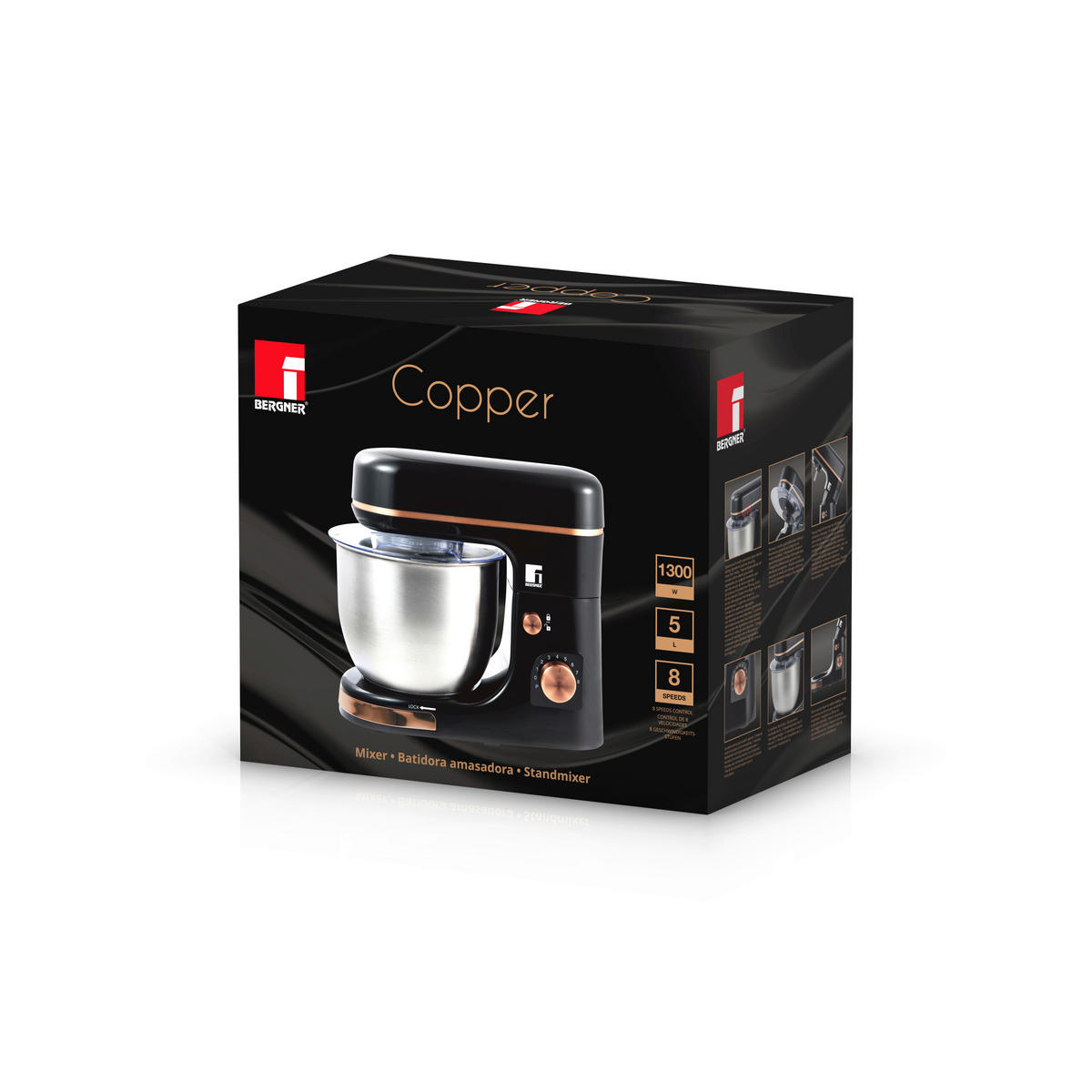 KÜCHENMASCHINE COPPER  - Silberfarben/Schwarz, Basics, Kunststoff/Metall (38,8/24,6/32,5cm) - BERGNER