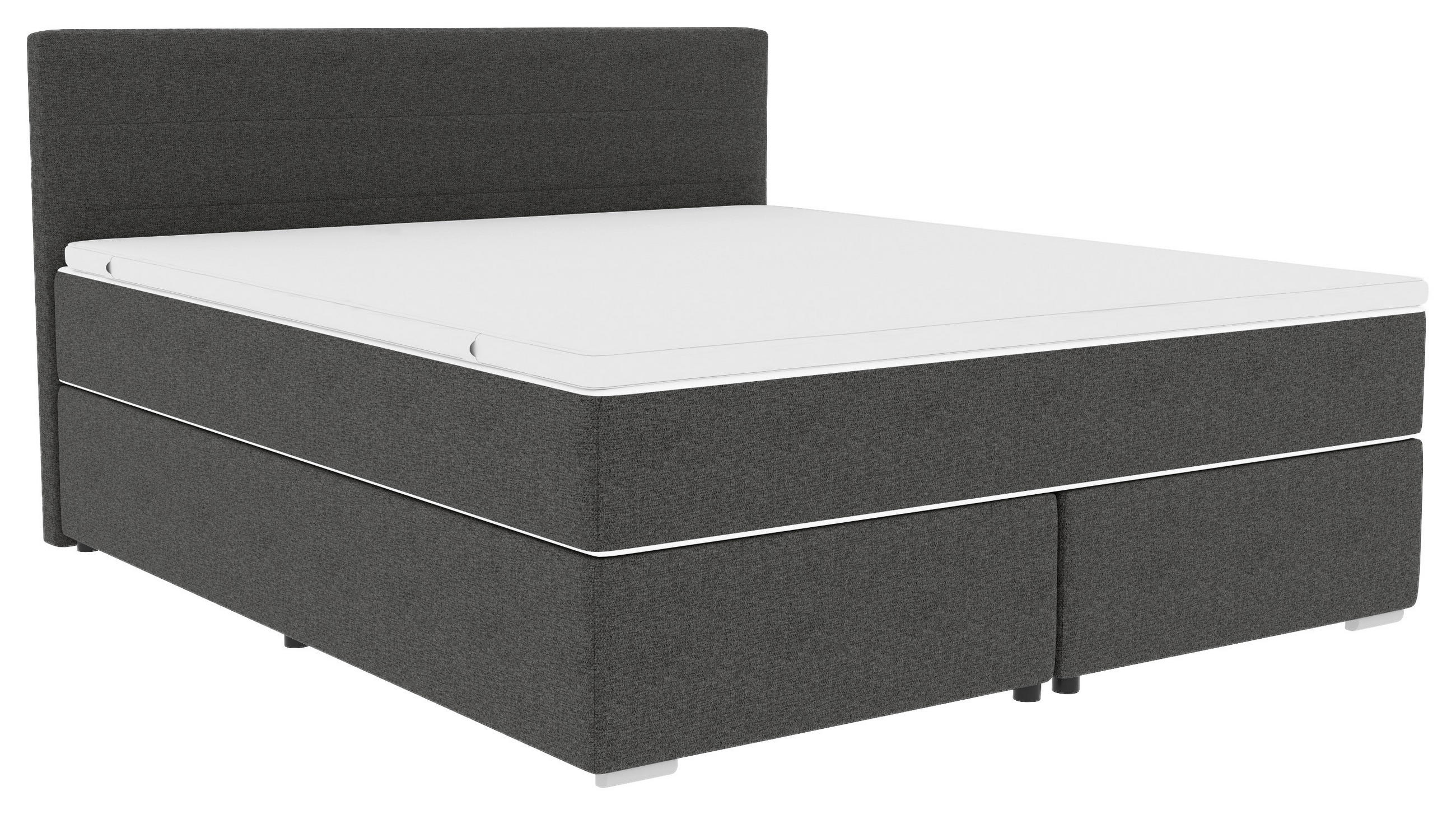 BOXSPRINGBETT 180/200 cm  in Anthrazit  - Chromfarben/Anthrazit, KONVENTIONELL, Kunststoff/Textil (180/200cm) - Boxxx