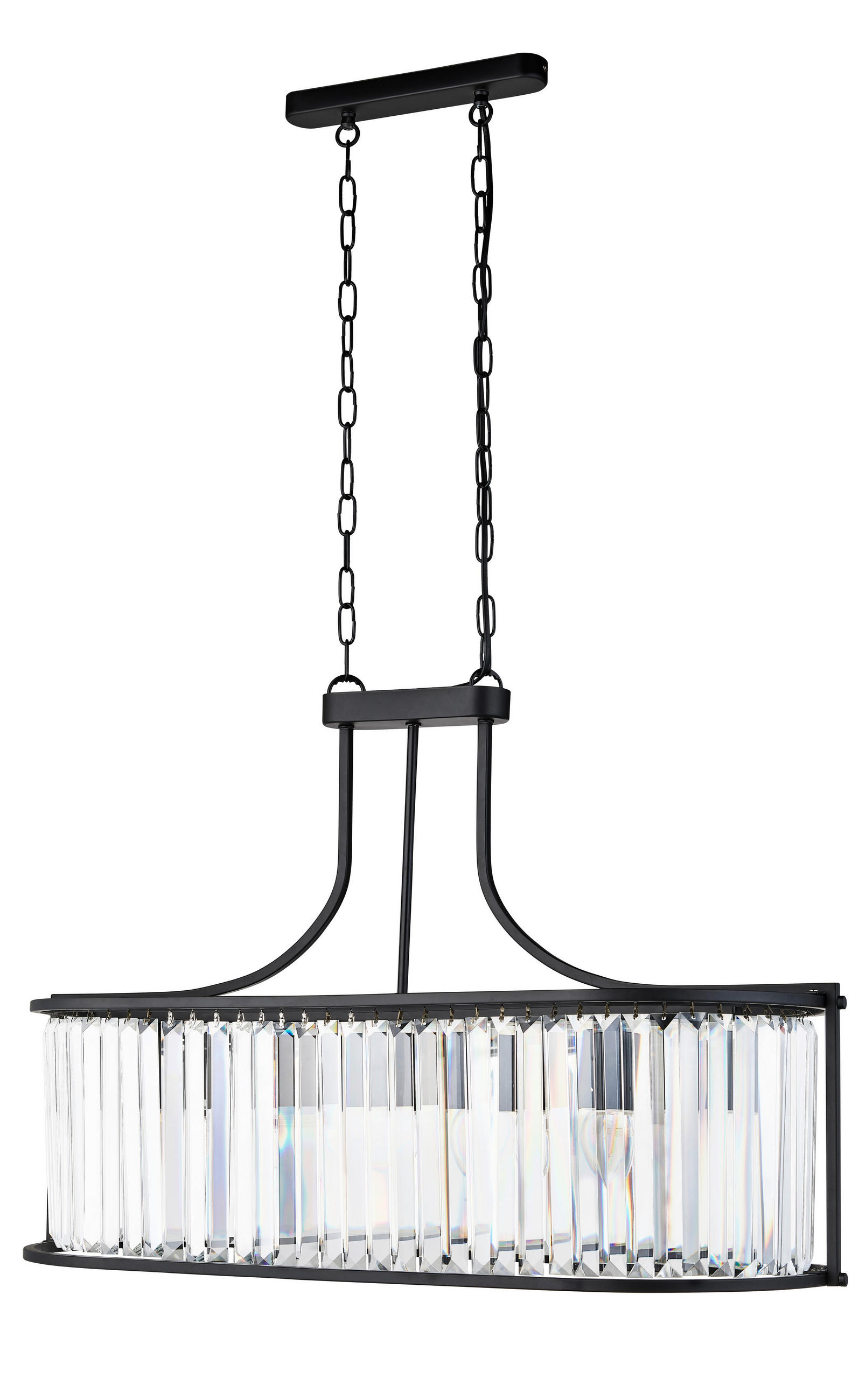 KRISTALL-HÄNGELEUCHTE Victoria  - Schwarz, Design, Glas/Metall (78/150cm) - Searchlight