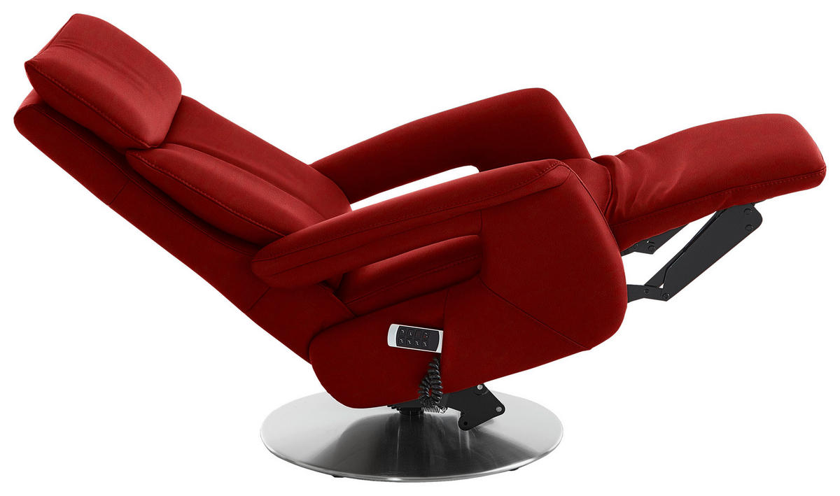 RELAXSESSEL in Leder Rot  - Edelstahlfarben/Rot, Design, Leder/Metall (78/112/85cm) - Cantus