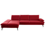 ECKSOFA in Echtleder Rot  - Rot/Schwarz, Design, Leder/Metall (195/308cm) - Dieter Knoll