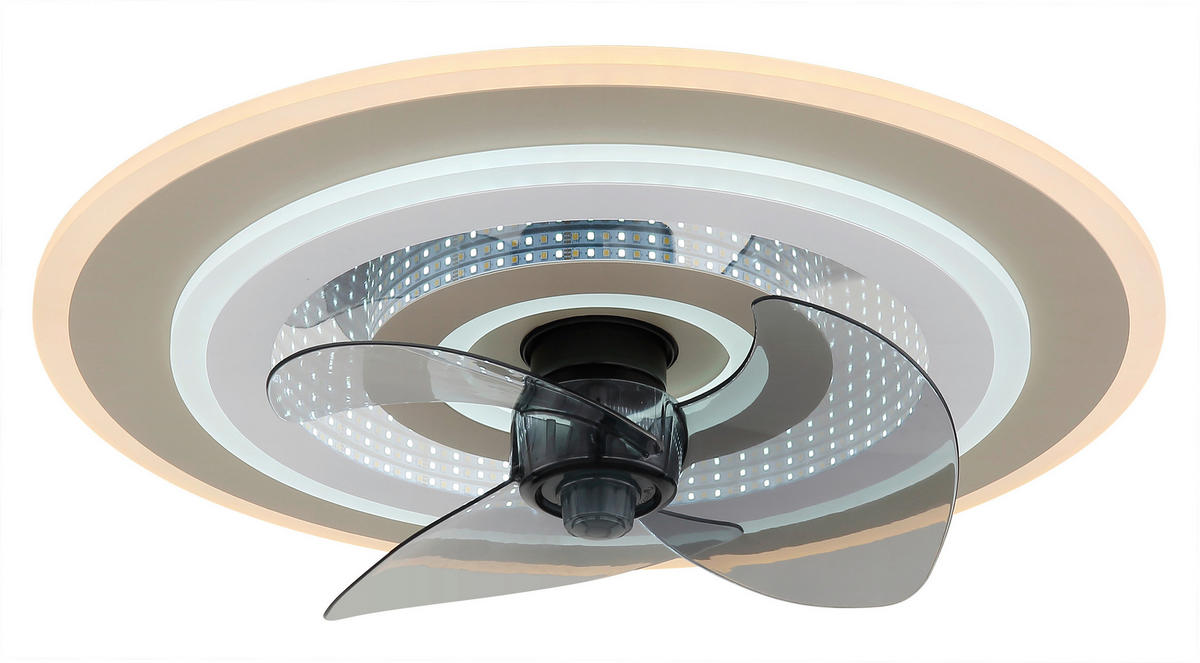 DECKENVENTILATOR - Sandfarben/Chromfarben, Design, Kunststoff/Metall (48/13cm) - Globo