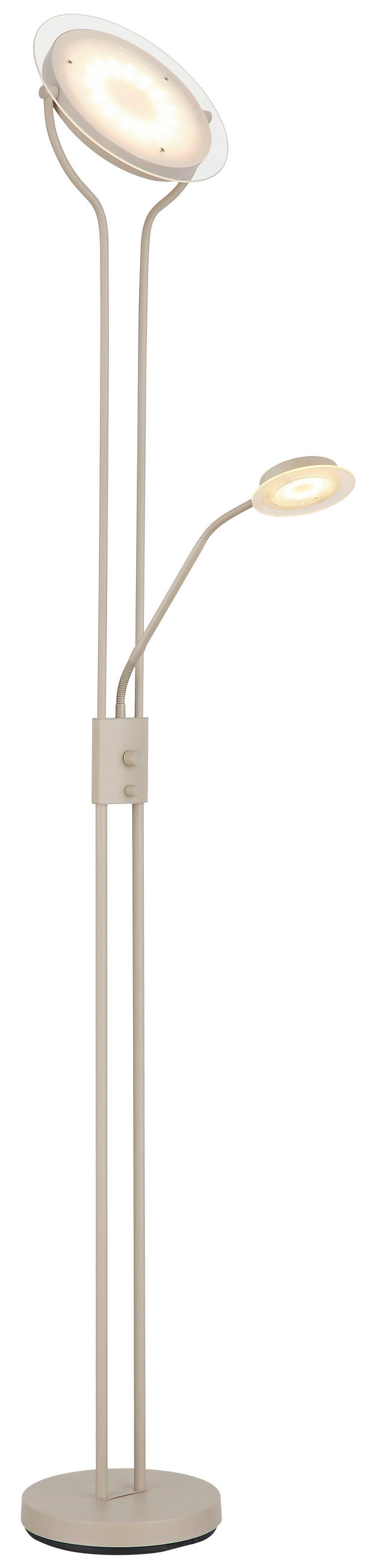 LED-STEHLEUCHTE Briant 28/25,5/180 cm  - Sandfarben/Transparent, Design, Glas/Kunststoff (28/25,5/180cm) - Globo