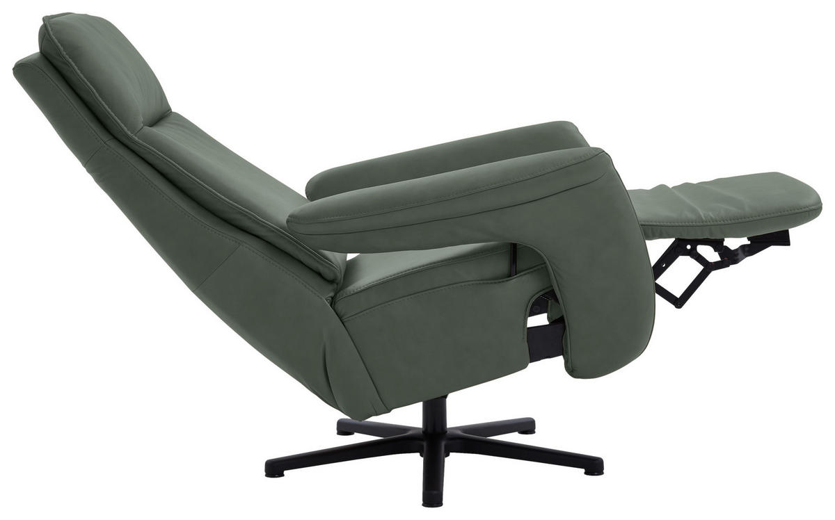 RELAXSESSEL in Leder Dunkelgrün  - Dunkelgrün/Schwarz, Design, Leder/Metall (83/112/87-174cm) - Valdera