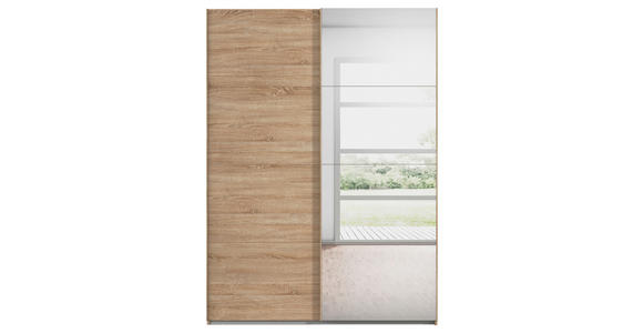 SCHWEBETÜRENSCHRANK  in Sonoma Eiche  - Sonoma Eiche, Design, Glas/Holzwerkstoff (162/223/68cm) - Novel