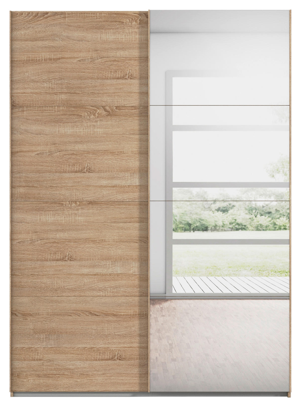 SCHWEBETÜRENSCHRANK 162/223/68 cm 2-türig Sonoma Eiche  - Sonoma Eiche, Design, Glas/Holzwerkstoff (162/223/68cm) - Novel