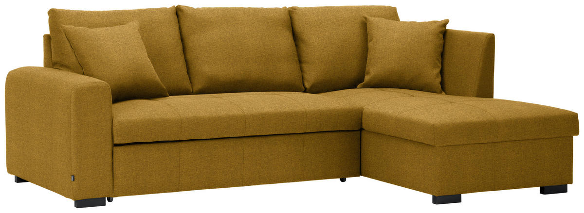 ECKSOFA in Webstoff Dunkelgelb  - Dunkelgelb/Schwarz, Design, Kunststoff/Textil (238/158cm) - Livetastic
