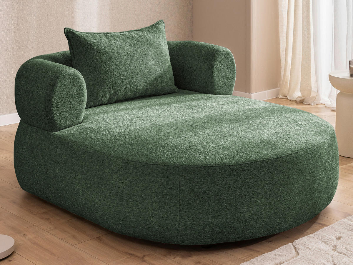 XXL-SESSEL Chenille Grün    - Schwarz/Grün, Design, Kunststoff/Textil (122/76/156cm) - Livetastic